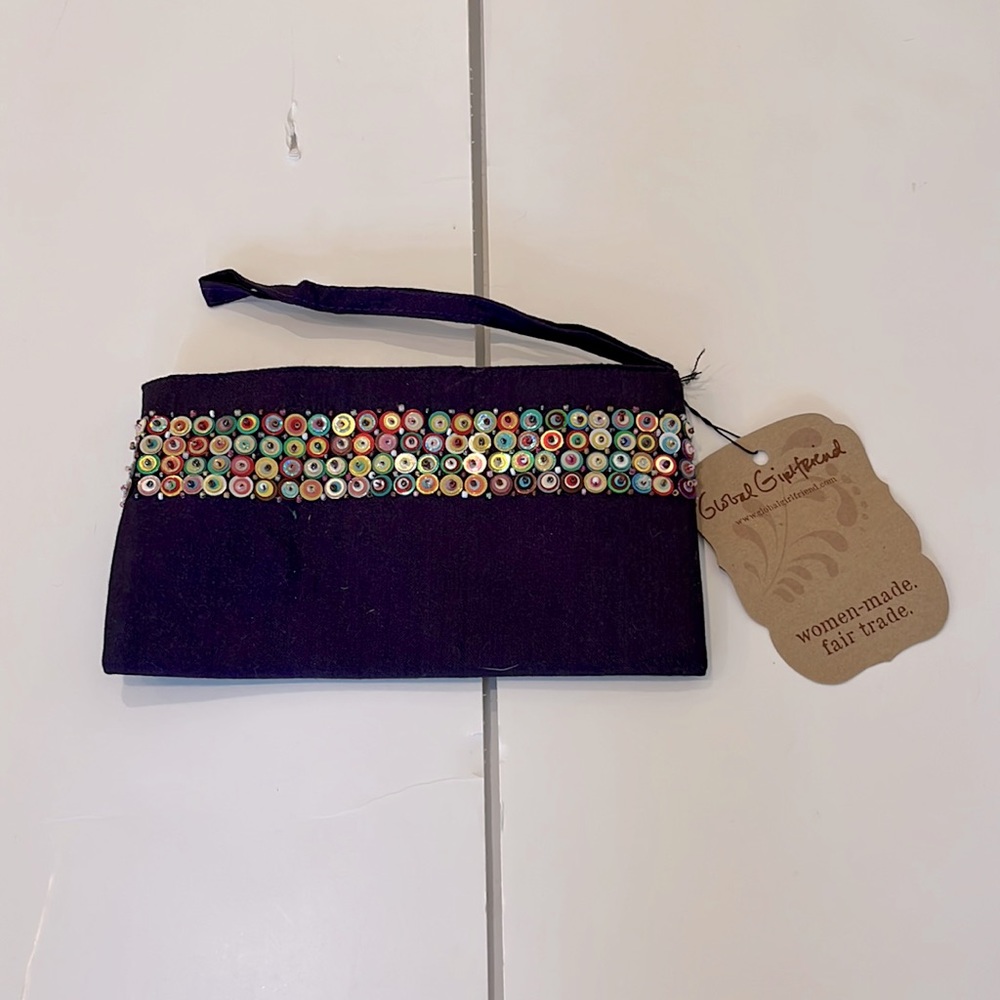 Global Girlfriend Deep Purple with Sequin Wristlet